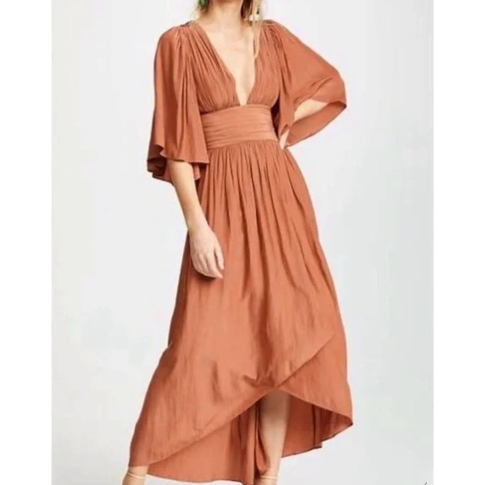 Ramy Brook Kinslie Maxi Dress Terracotta Brown Size 10 Large
